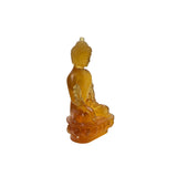 5" Orange Crystal Glass Cross Leg Medicine Amitabha Shakyamuni Buddha ws3670S