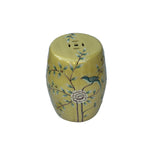 Distressed Yellow Porcelain Flower Birds Round Barrel Stool Table ws3692S