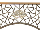 Chinese Tan Color Flower Ducks Geometric Round Arch Wood Room Divider ws3720S