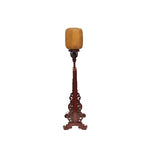 Vintage Chinese Brick Red Wood Floor Lamp With Golden Carving Base ws3758S