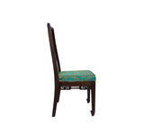 Chinese Brown Wood Ancient Dragon Motif Back Panel Dining Side Chair ws3776S