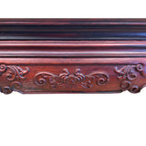 Reddish Brown Oriental Flower Carving Rectangular Display Low Table Stand ws3810S