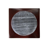 14.5" Chinese Brown Wood Square Stone Top Vase Stand Display Riser ws3889S