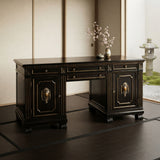 Vintage Single Plank Wood Top Carving Desk Console Table Cabinet ws4250-O