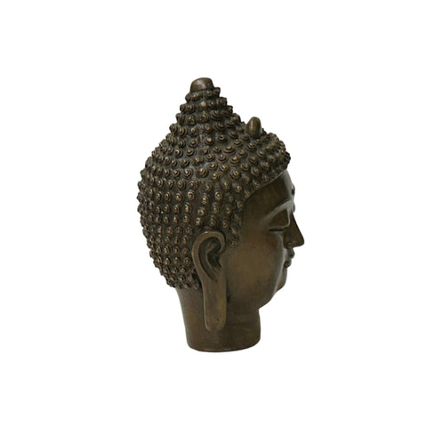 Vintage Chinese Brown Bronze Color Metal Buddha Head Figure ws4332S