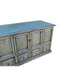 Distressed Gloss Gray 4 Doors Drawers Credenza Sideboard Console Cabinet ws4347S