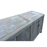 Distressed Bleached White Wash Rough Wood Credenza Console Cabinet ws4359S