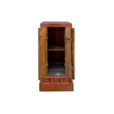 Distressed Orange Red Color Slim End Table Nightstand Cabinet ws4373S