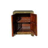 Distressed Olive Green MoonFace 2 Doors End Table Nightstand Cabinet ws4427S