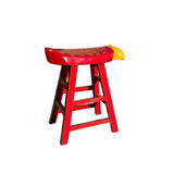 Sharp Red Yellow Fish Shape Seat Top Wood Tall Bench Stool ws4475S