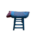 Sharp Blue Red Fish Shape Seat Top Wood Tall Bench Stool ws4486S