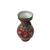 Oriental Red Elephant Heads Cranes Flower Graphic Small Porcelain Art Vase ws4506S