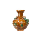 Oriental Tri-Color Glaze Dragon Handle Pottery Ceramic Art Vase ws4518S