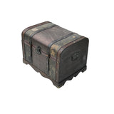 Vintage Weathered Patina Treasure Chest Shape Wood Trunk Box ws4528S