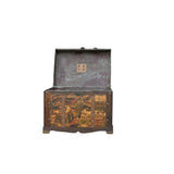 Vintage Weathered Patina Treasure Chest Shape Wood Trunk Box ws4534S