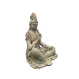 Vintage Chinese Cross Legs Guan Yin Bodhisattva Wood Statue ws4557S