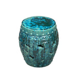 Green Teal Turquoise Swirl Cloud Pattern Round Ceramic Stool Table ws4578S