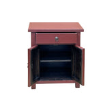 Chinese Distressed Brick Red Simple Drawer End Table Nightstand ws4580S