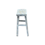 Rustic Raw Rough Wood Grain Rectangle Slim Stool Bench Side Table ws4583S