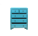 Turquoise Blue 5 Drawers Narrow Credenza Sideboard Cabinet ws4605S