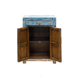 Distressed Light Ink Blue Mix Color Drawer Doors End Table Nightstand Cabinet ws4606S