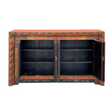 Tibetan Style Jewel Treasure Bowl Graphic Credenza Storage Cabinet ws4619S