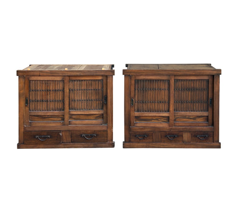 Vintage Japanese Style Sliding Doors Stack Tansu Accent Storage