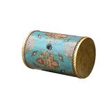 Chinese Tibetan Style Drum Shape Turquoise Jewel Tower Floral Side Table ws4671S