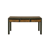 Vintage Rustic Fabric Grass Green Lacquer 3 Drawers Console Table ws4675S
