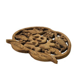 Small Apple Shape Fok Koi Motif Wood Wall Panel Plaque Art ws4677S