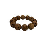 Sandalwood Coin Pattern Carving Beads Hand Rosary Praying Bracelet ws4686S