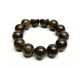 Oriental Natural Dark Brown Wood Marks Beads Hand Rosary Praying Bracelet ws4694S