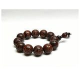 Chinese Rosewood Lotus Petal Carved Beads Hand Rosary Praying Bracelet ws4695S
