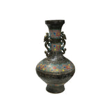 Orient Bronze Glaze Dragon Handle Color Floral Motif Ceramic Vase ws4717S