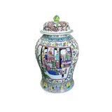 Chinese Large Famille Rose Color Graphic Porcelain General Temple Jar ws4732S