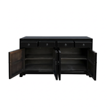 Oriental Black 4 Drawers Moon Face Sideboard Buffet Table Cabinet ws4746S