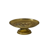 Chinese Lotus Floral Pattern Gold Color Metal Offering Plate Holder ws4766S