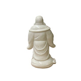 White Happy Laughing Buddha Holding Fan Deity Porcelain Figure ws4783S