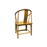 Oriental Light Brown Horseshoe Round Back Elm Wood Armchair ws4805S