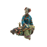 Chinese Porcelain Qing Style Dressing Drinking Tea Lady Figure ws4842S