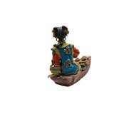 Chinese Porcelain Qing Style Dressing on Boat Lady Figure ws4849S