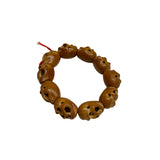Chinese Brown Wood Beads Carved Into Skull Masks Look Chain ws4875S