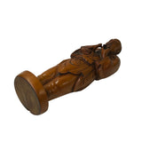 Chinese Boxwood Longevity Goddess Holding Baby Deer Statue ws4898S