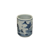 Chinese Small Blue White Scenery Graphic Porcelain Holder ws4902S