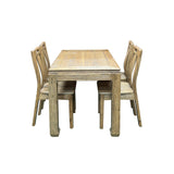 Oriental Light Wood Rough Grain Rectangular Dining Table 4 Chairs Set ws4932S
