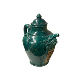 Chinese Dark Teal Green Wine Medicine Herbs Storage Ceramic Jar ws4934S