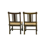 Pair Zen Oriental Straight Legs Bars Backrest Solid Wood Chairs ws4939S