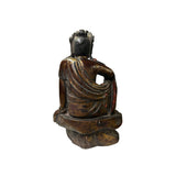Vintage Chinese Golden Red Brown Lacquer Wood Bodhisattva Statue ws4947S