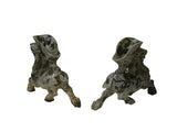 Pair Oriental Stone Carved Ram Wine Cup Holder Shaped Display Figures ws4953S