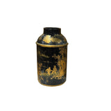 Vintage Chinese Export Black Lacquer Canister Urn Display Art ws4954S